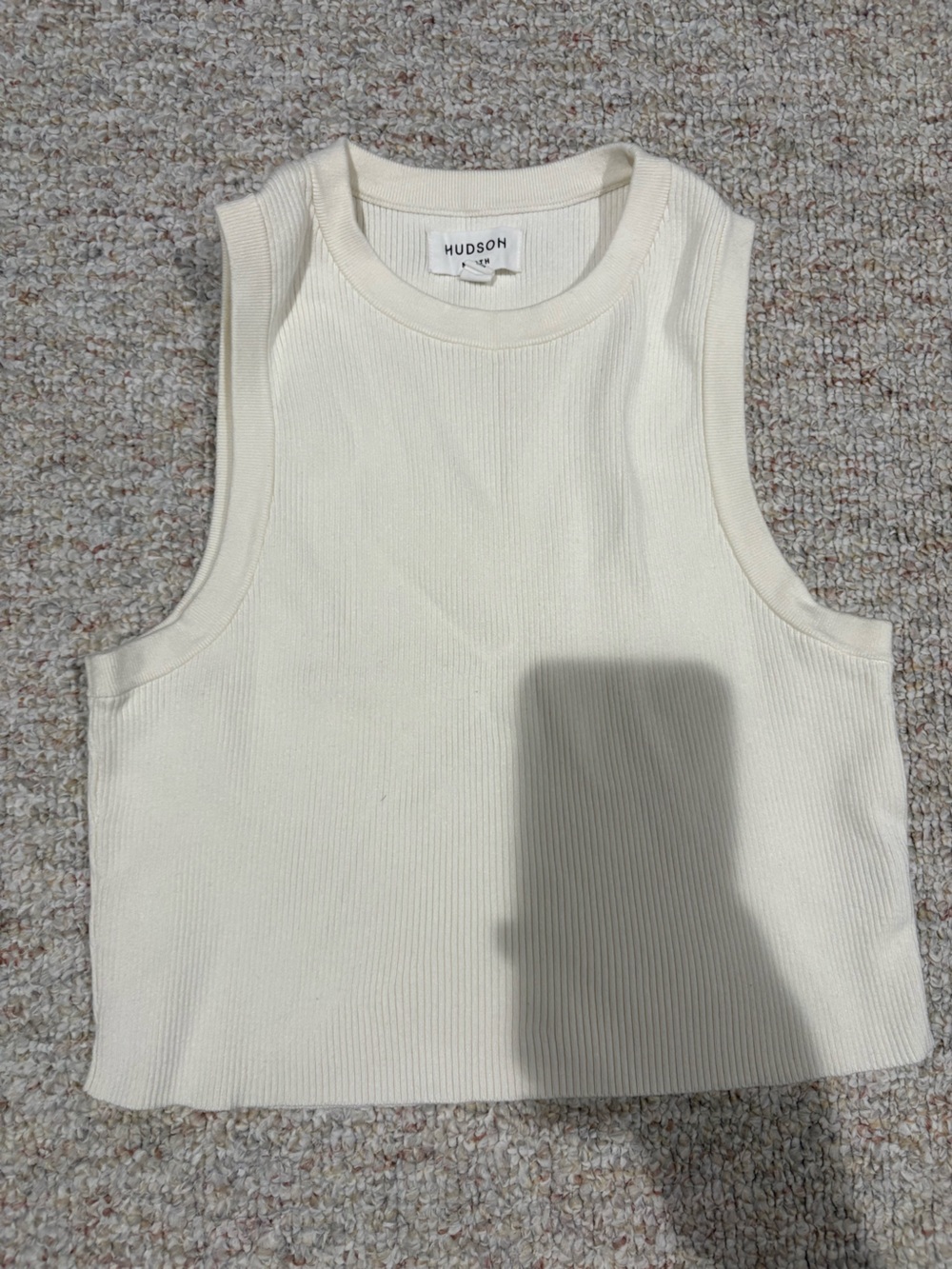 Hudson Ribbed Cream Tank Top - Sleeveless Crewneck